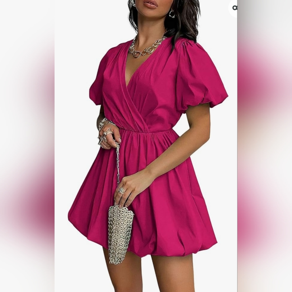 Mini Dress with Puffed sleeve
